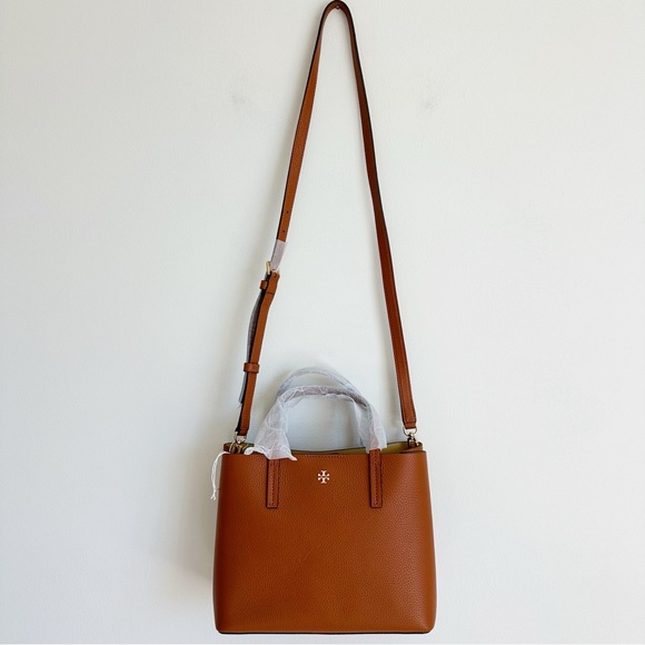 Tory Burch NEW with Tags Blake Leather Small Tote Crossbody in Bourbon Cornbread - Picture 4 of 16